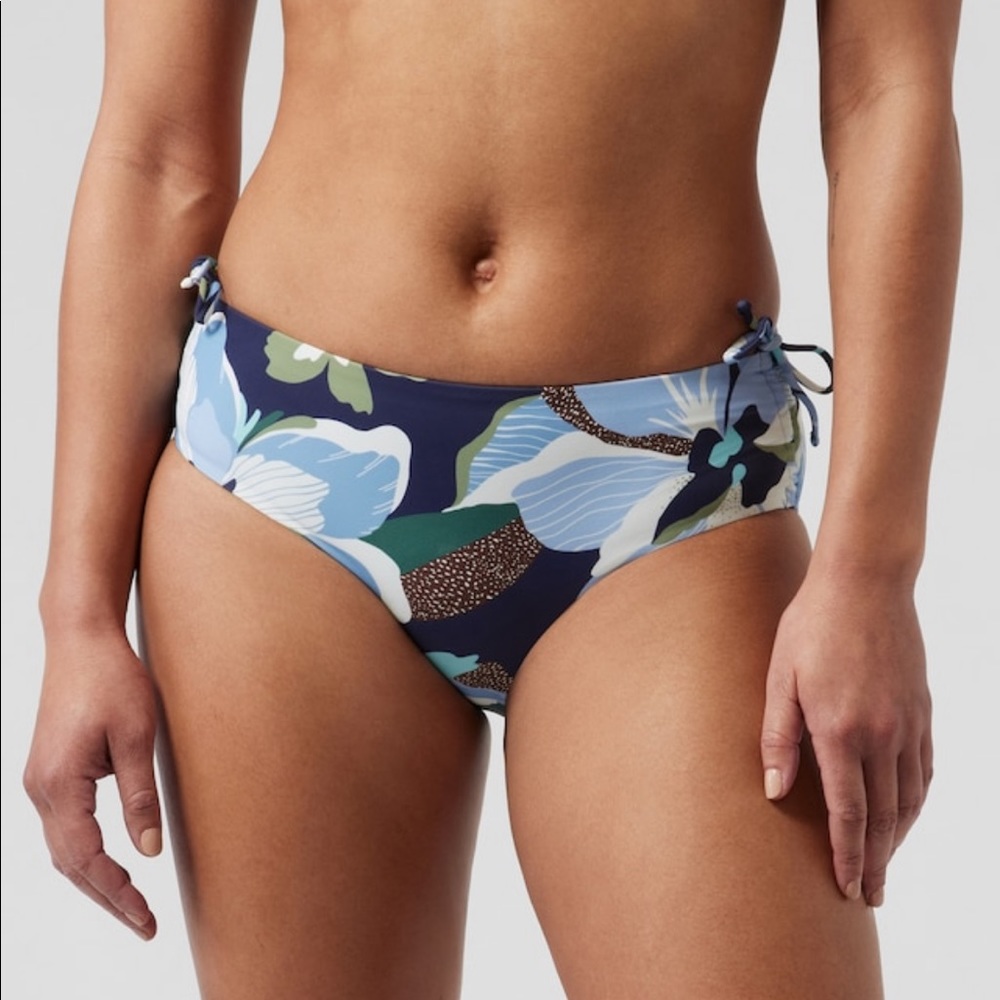 💙 ATHLETA Cinch Full Bikini Bottom // Hero Bloom Dress Blue #657720